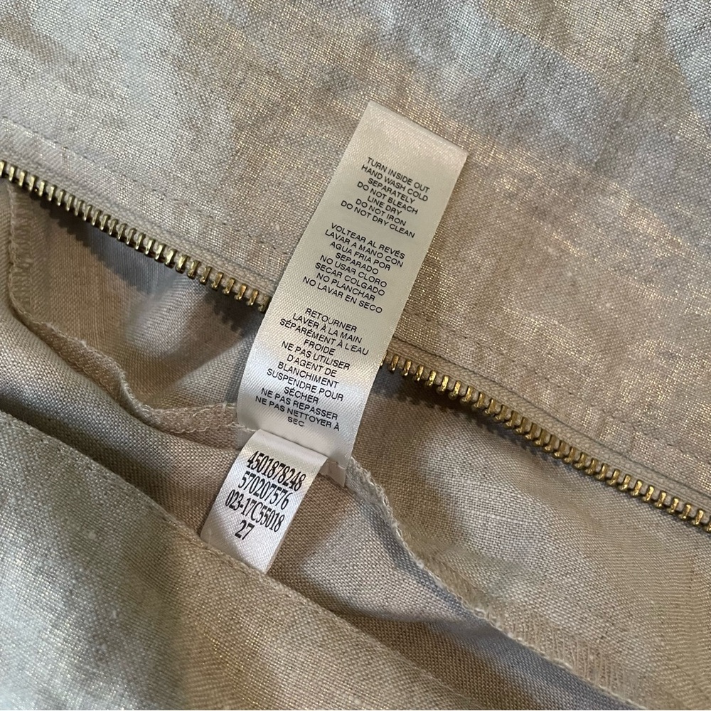 Chico’s Linen Metallic Gold Zip Up Front Jacket Size 3 / XL / 16 - Picture 16 of 16